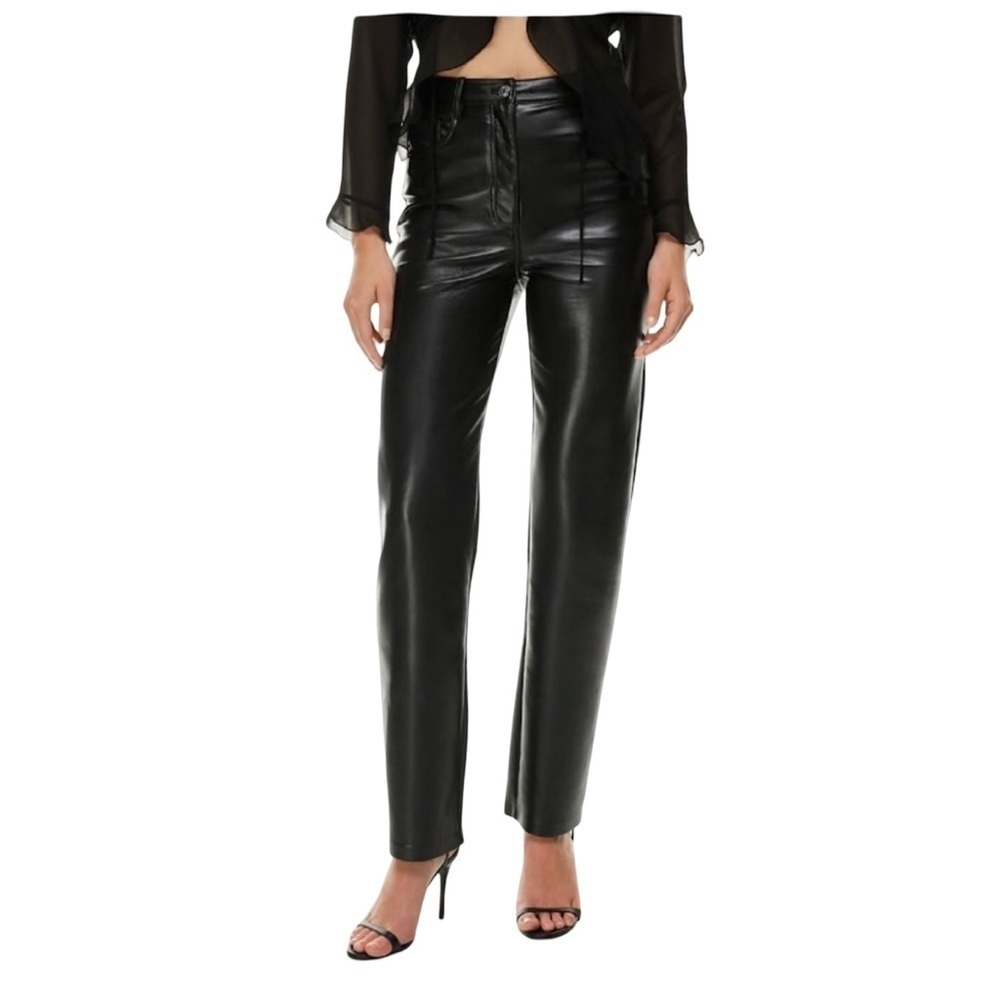 Wilfred Melina Black Vegan Leather Pants Size 2 Moto Biker Straight Leg